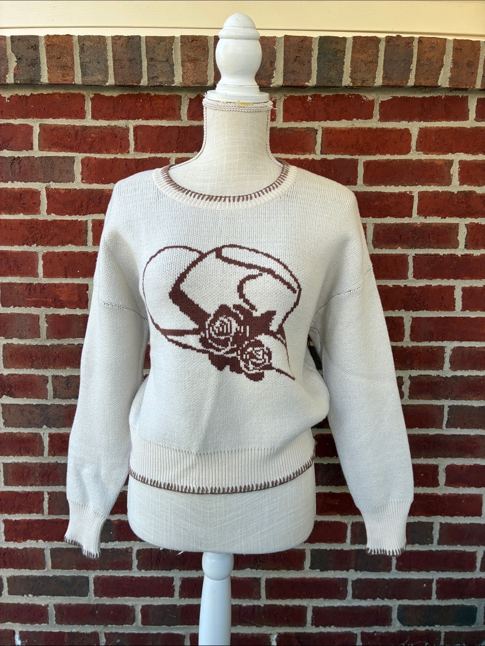 Women’ Western Whipstitched Cream Sweater